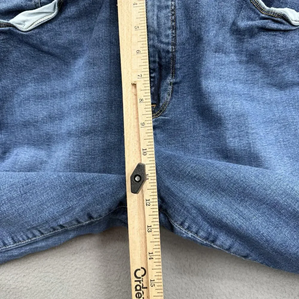 Good American Jeans Womens 20 Plus Blue High Rise Straight Leg‎ Raw Hem Denim